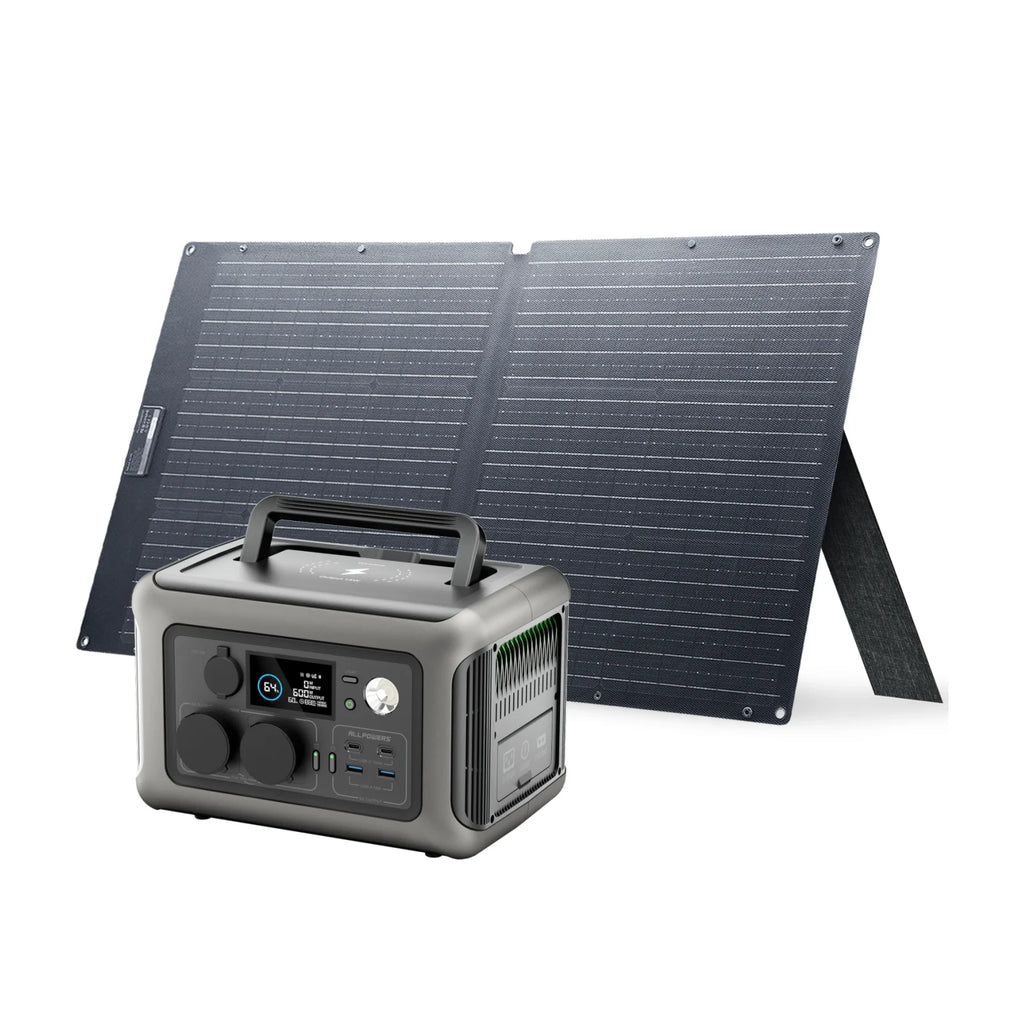 Portable Power Station 299Wh LiFePO4 Battery Backup with 600W Pure Sine Wave Inverter and 100W Foldable Solar Panel