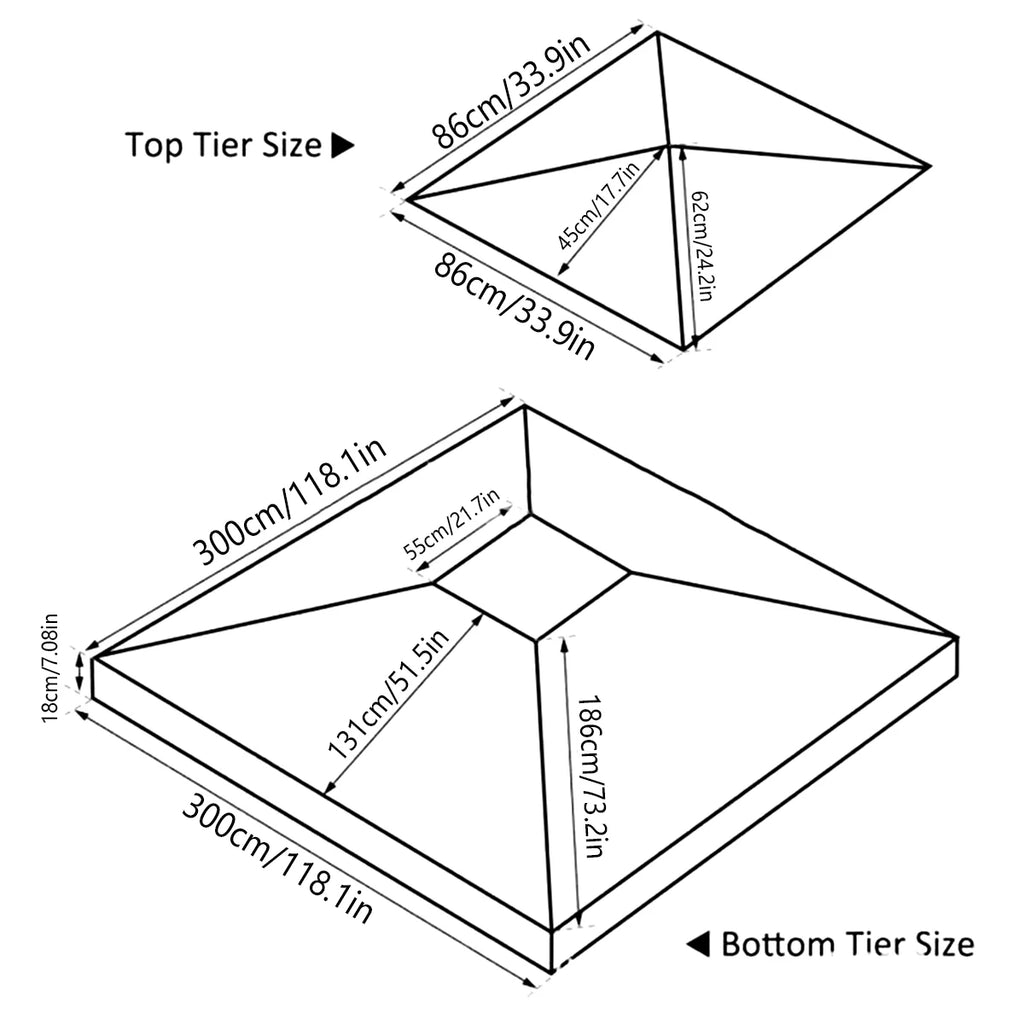 3x3M Garden Gazebo Replacement Canopy Top – Double Tier Outdoor Patio Cover - Beige