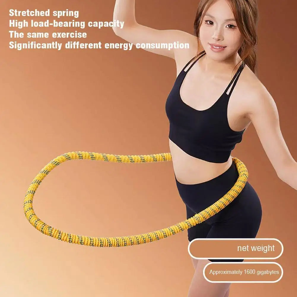 Weighted Fitness Circle Soft Spring Portable Hula Hoop 1.3kg Waist Training Exercise Ring - Yellow