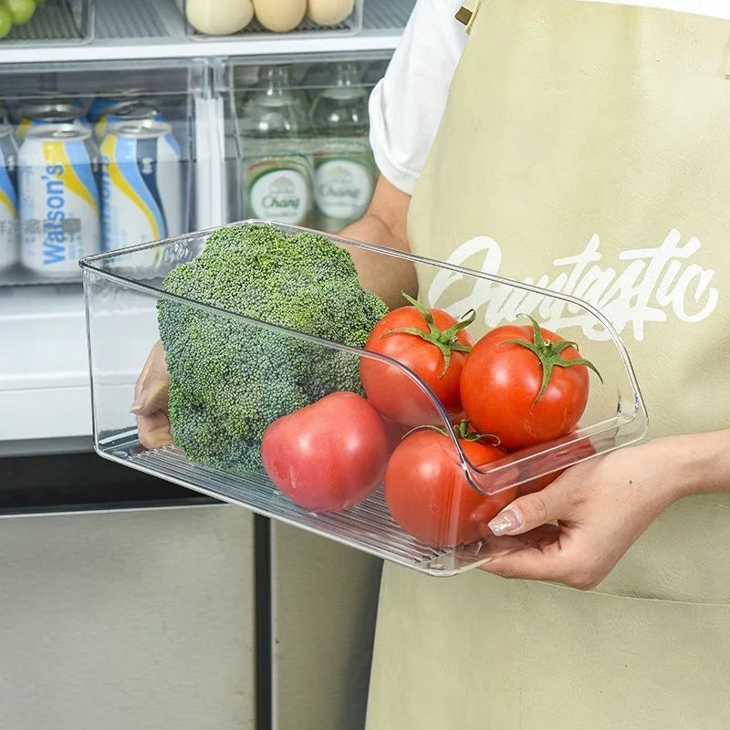 Fridge Organiser Bin 31 cm PET Food Storage Container with Handles - Clear