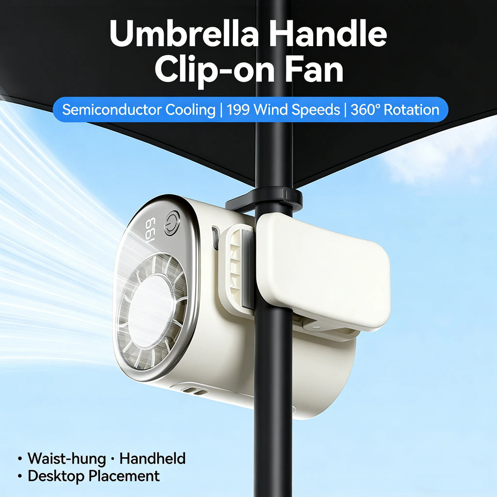 Mini Portable Clip Fan 360° Adjustable USB Rechargeable Car & Outdoor Cooling Fan – White