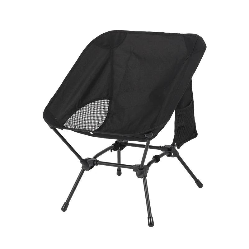 Camping Folding Chair Portable Lightweight Moon Chair Square Frame Iron Stool Black