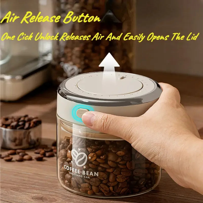 Coffee Canister 500 mL Glass Airtight Storage Jar with CO2 Valve - Clear
