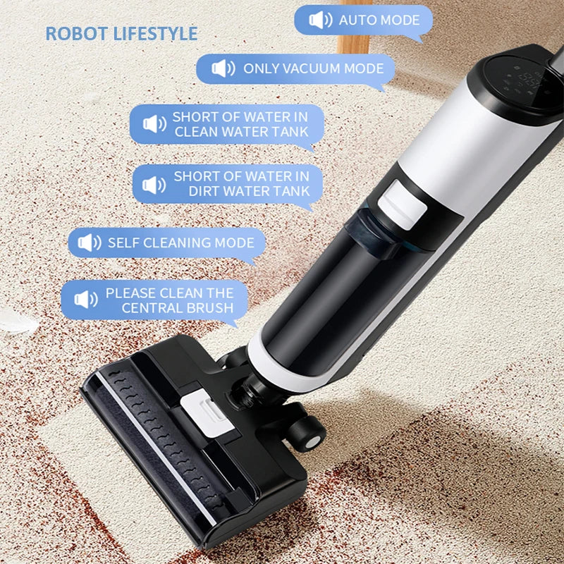 Wet Dry Vacuum Cleaner Cordless Floor Washer 14000Pa Self-Cleaning Vacuum Mop – White