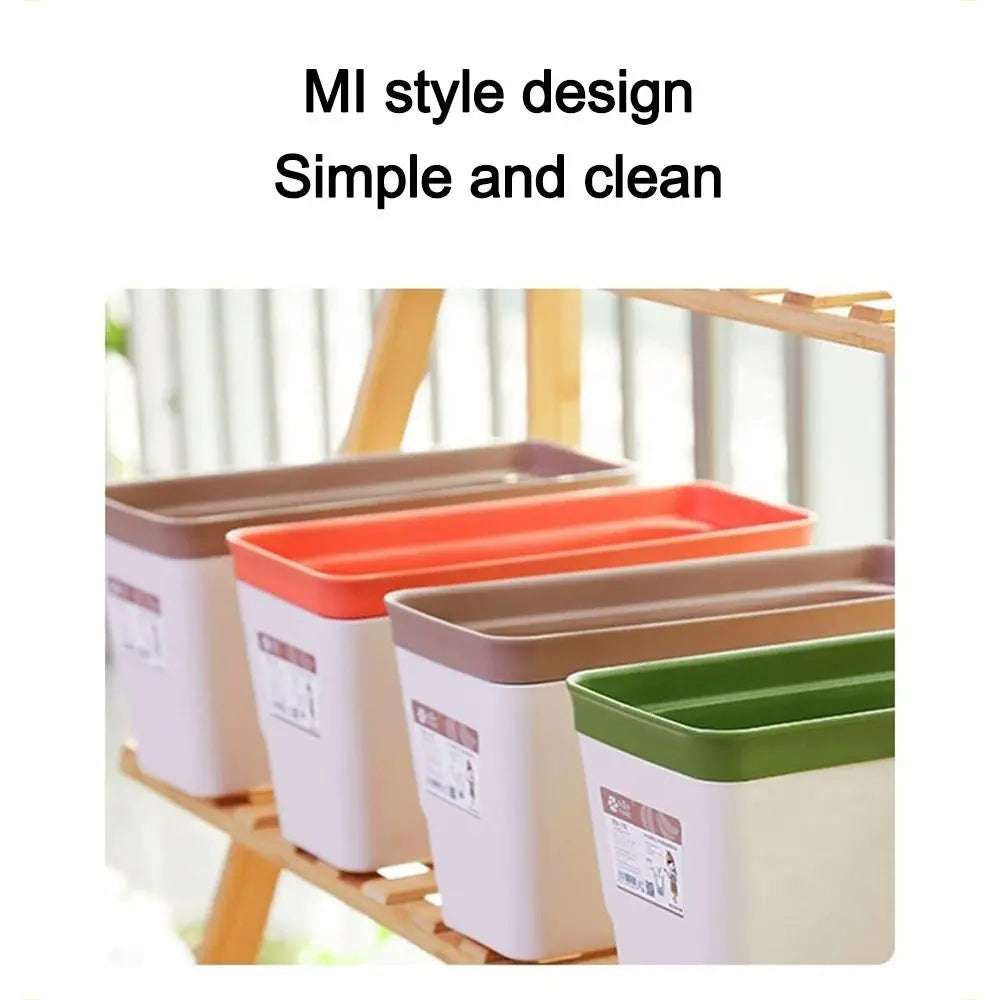 Self Watering Rectangular Planter Box Double Layer Indoor Flower Pot with Water Level Window – Brown