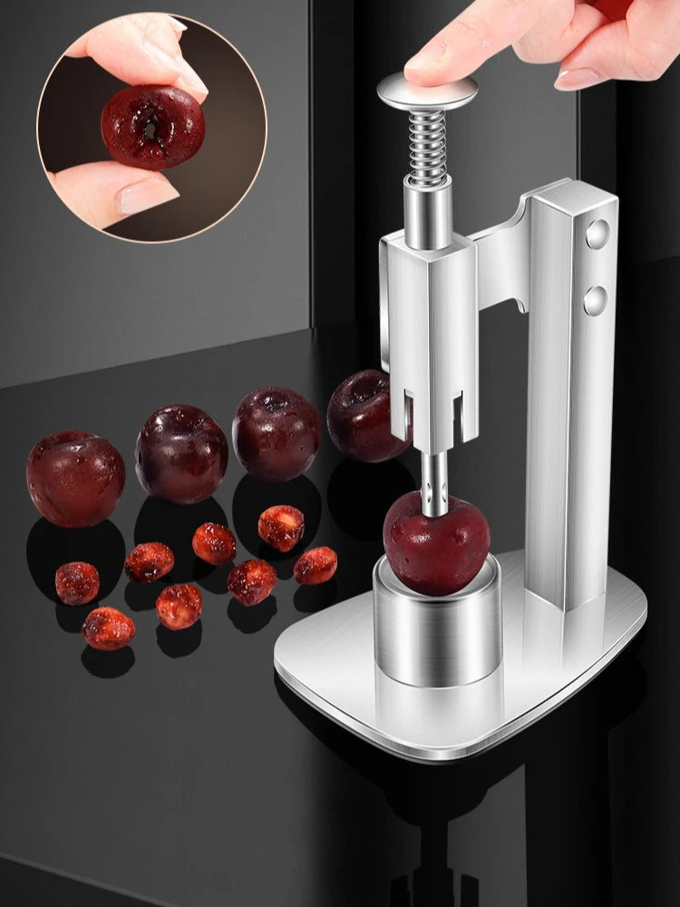 Stainless Steel Fruit Corer and Seed Remover Manual Cherry Olive Date Pitter Tool – Silver