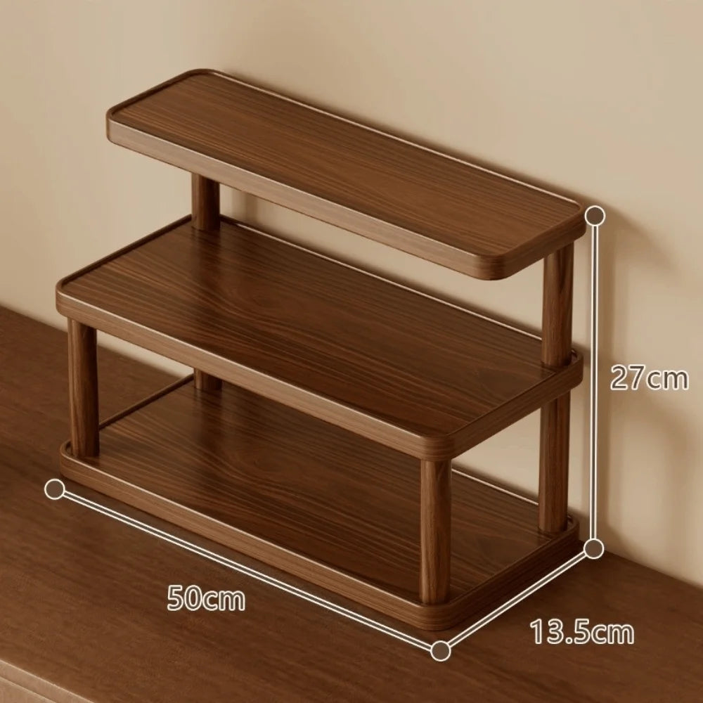 3 Tier Wooden Cup Storage Rack 50cm Coffee Mug Display Shelf Countertop Organizer for Kitchen Office