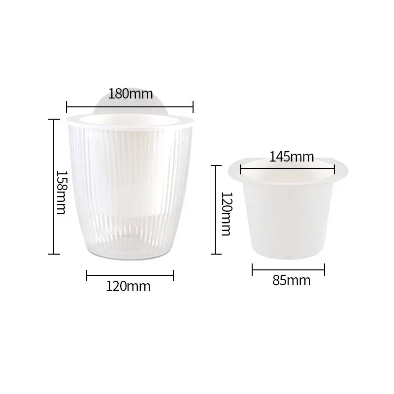 Wall Mounted Planter 18cm Plastic Hanging Flower Pot Self-Watering Wall Decoration – White
