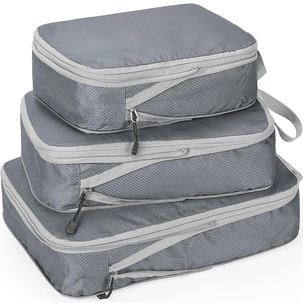 3PCS Set Travel Luggage Organizer Compression Packing Cubes for Carry on Luggage Large Capacity Suitcase Waterproof Storage Bags