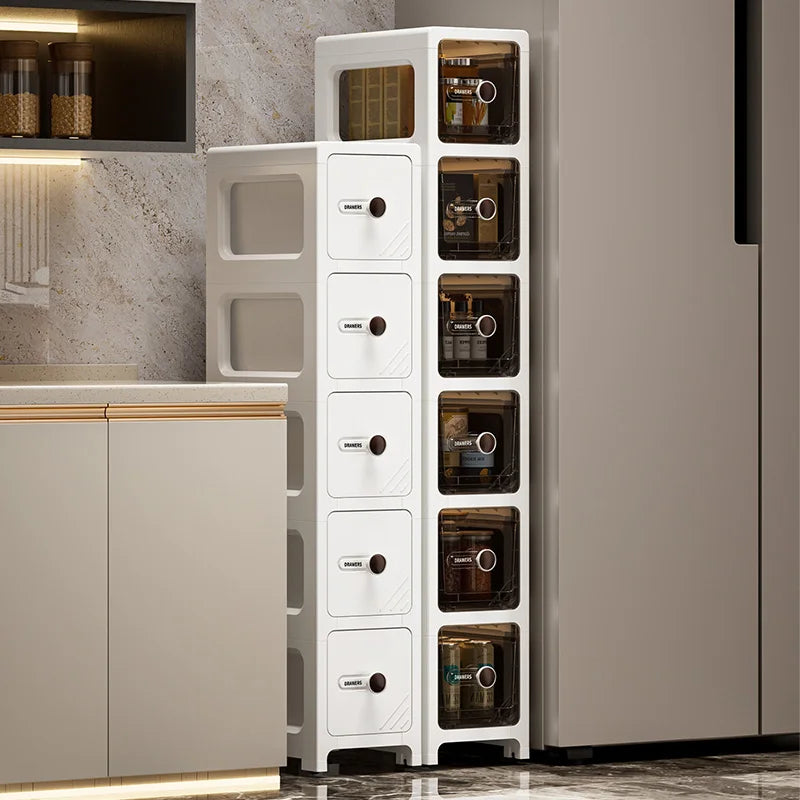 Storage Cabinet 17cm Slim 3 Tier Narrow Organizer Multi Layer Drawer Rack – White