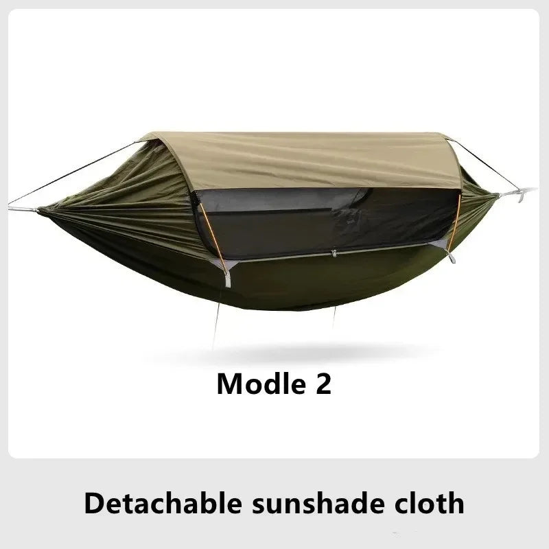 Camping Hammock with Mosquito Net Waterproof Canopy Double Person - Army Green