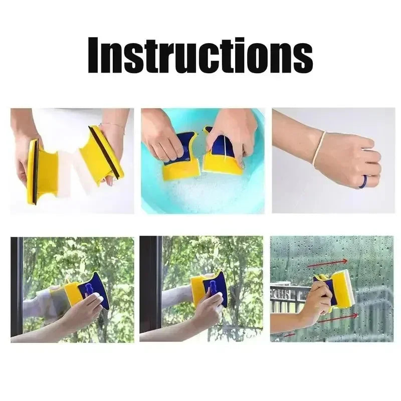 Magnetic Window Cleaner Double-Sided Glass Wiper with 1.2m Rope for 3–8mm Windows - 1 Pc