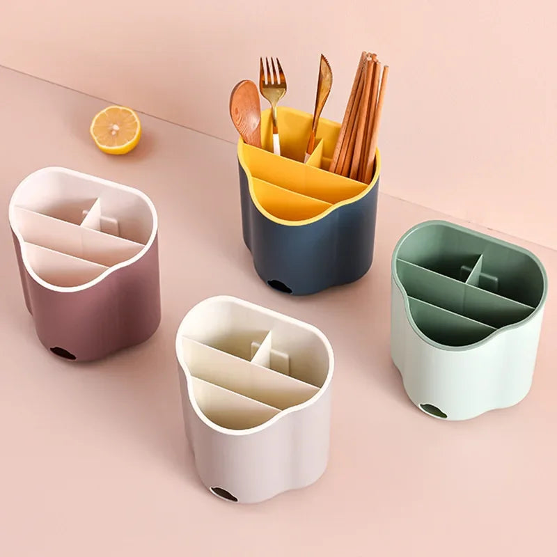 Double Layer Cutlery Drain Rack Spoon Fork Chopstick Holder Kitchen Utensil Organizer – Green