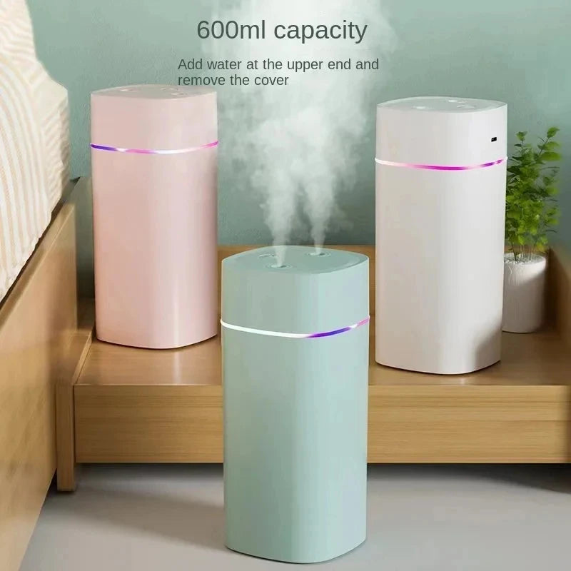 Dual Nozzle Humidifier 600 mL USB Quiet Mist Desk Humidifier - Light Green