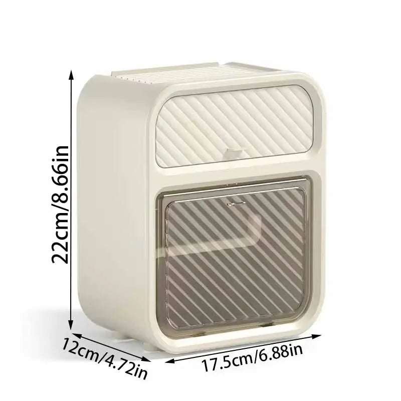 Waterproof Toilet Paper Storage Box Wall Mounted Tissue Holder with Storage Shelf – White