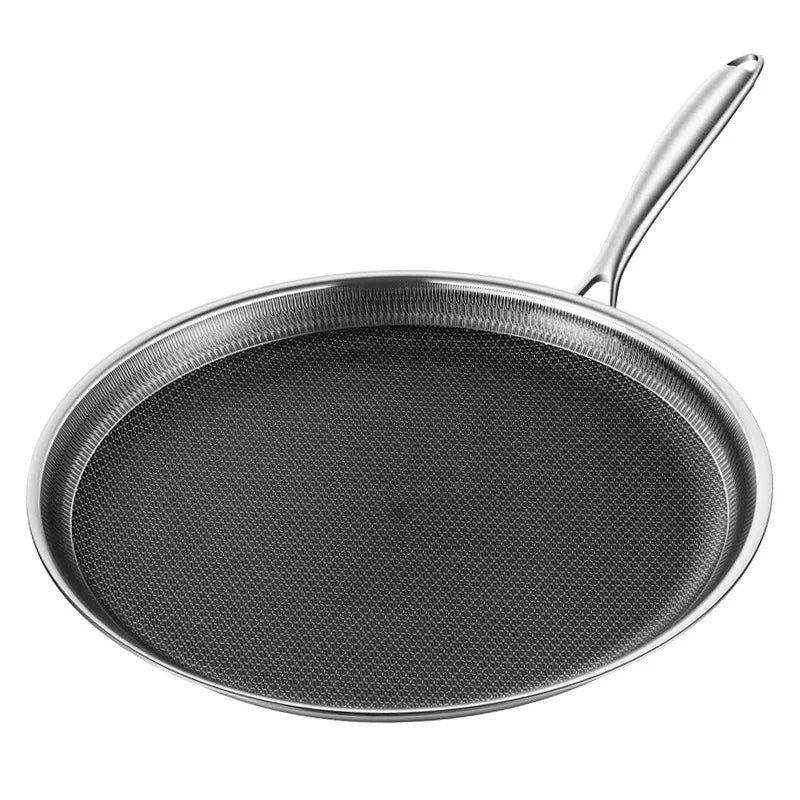 Frying Pan 28cm 316 Stainless Steel Flat Pizza Pan Pancake Steak Cooking Plate