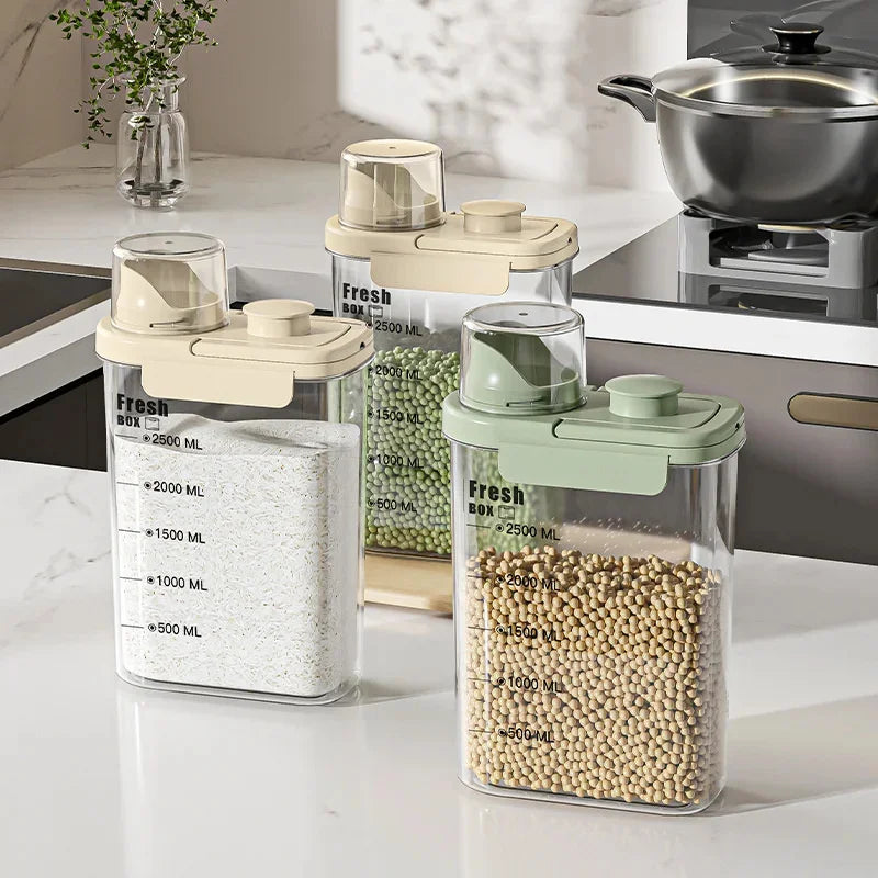 2800ml Airtight Food Storage Container Moisture-Proof Rice Grain Storage – Cream Yellow
