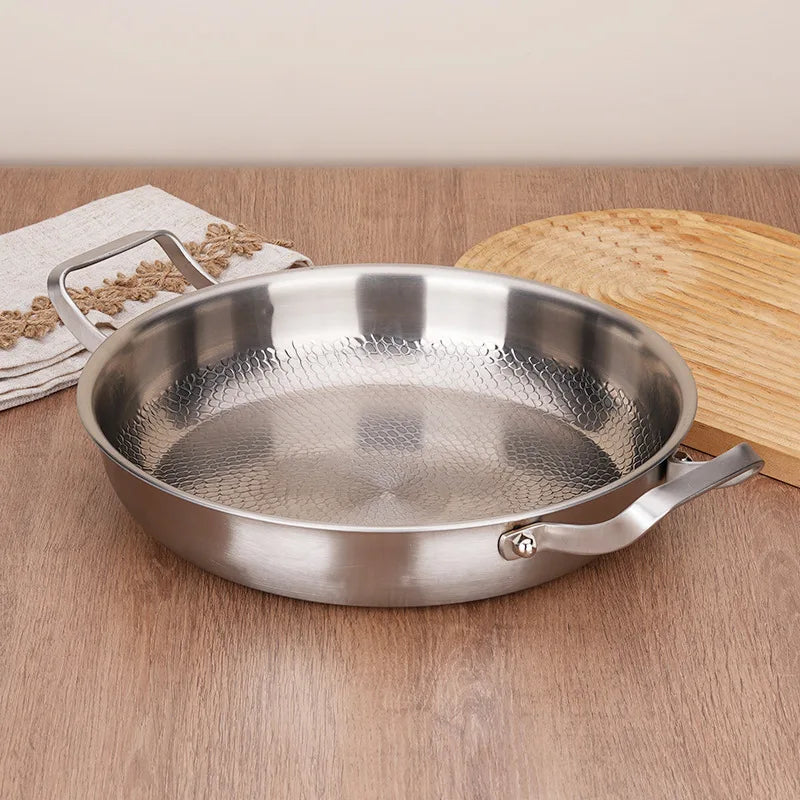 Titanium Alloy Frying Pan 30cm Skillet Hammer Pattern Double Handle