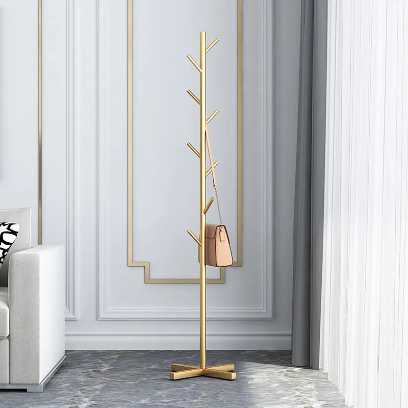 Marble Household Clothes Rack – Floor-Standing Bedroom Coat Rack Hanger Storage Rack - Gold