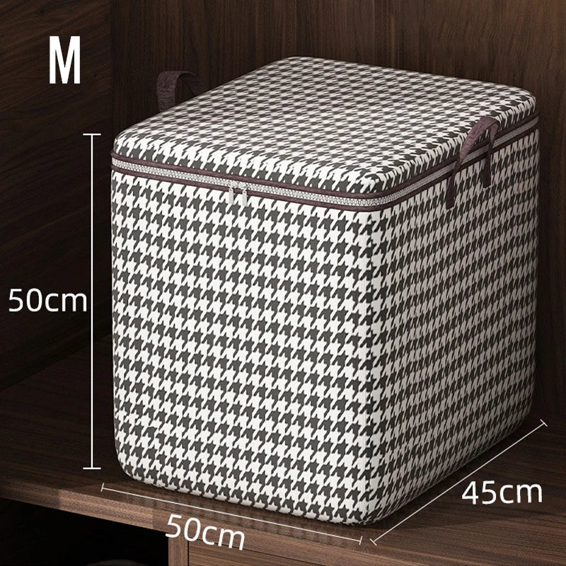 Extra Large Plaid Foldable Storage Box with Handles – 110L