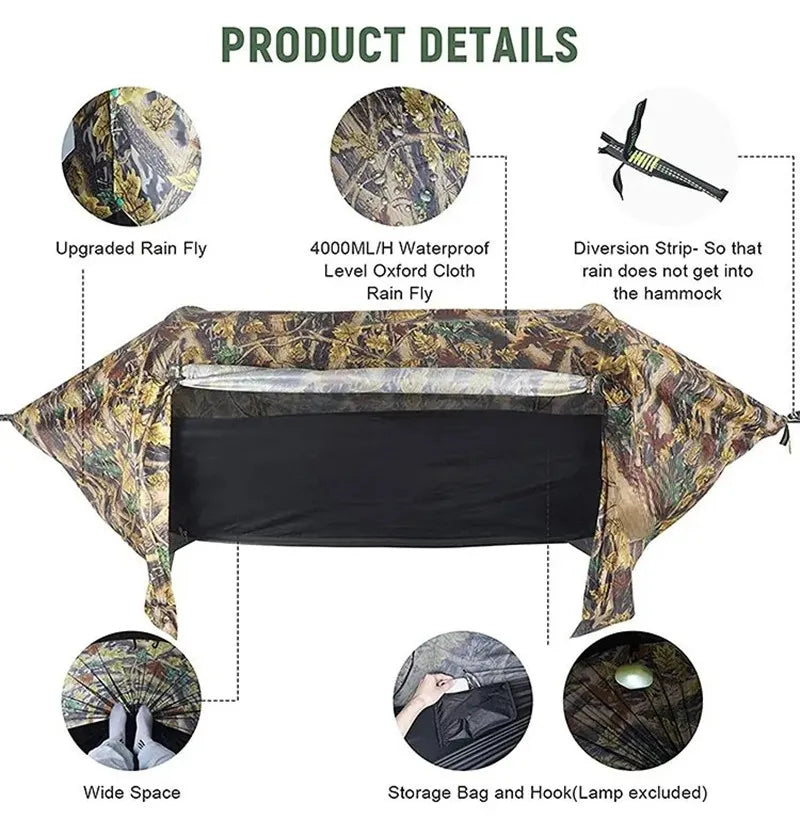 Camping Hammock Tent 3 In 1 Waterproof Outdoor Shelter with Mesh Blue