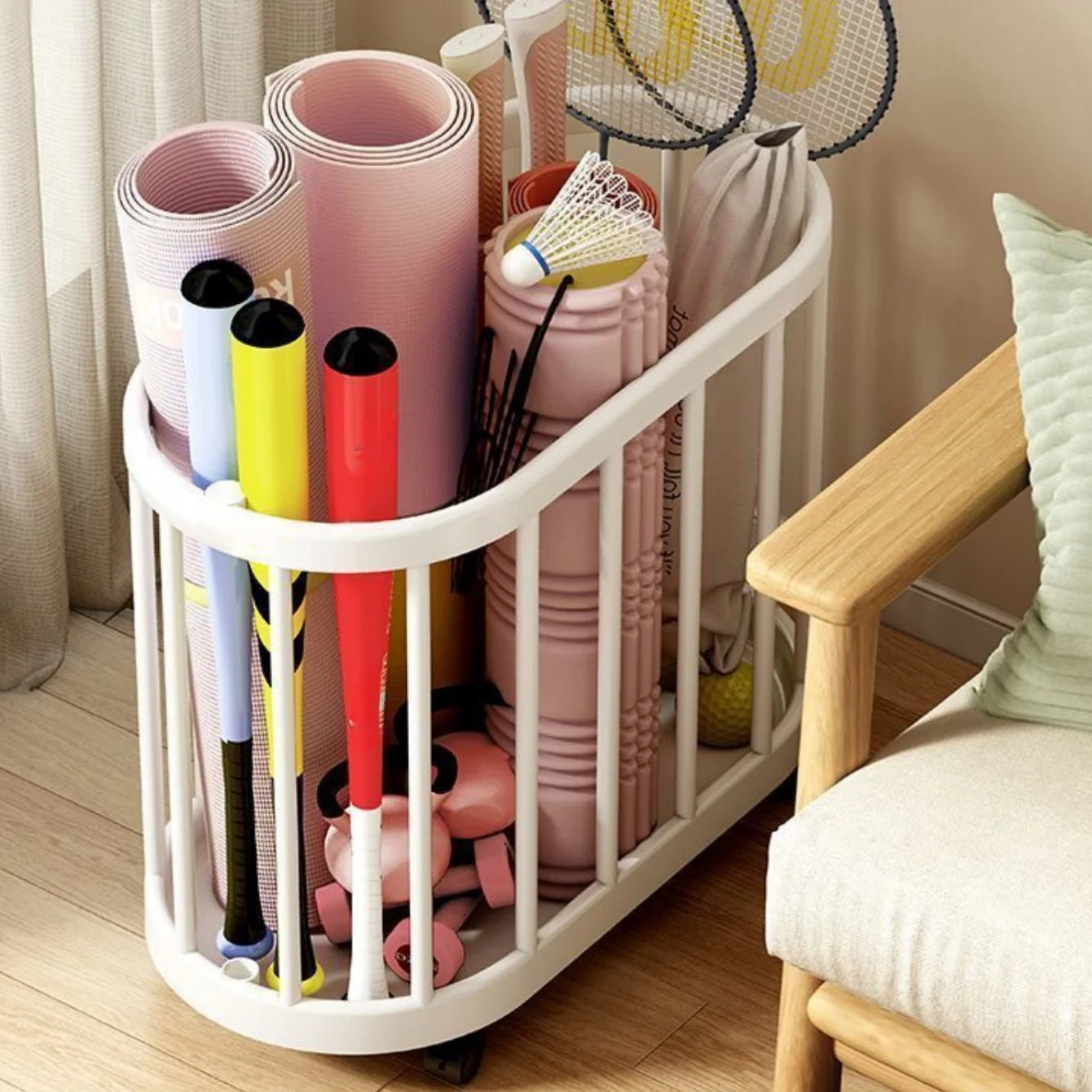 Toy and Clothes Storage Basket with Wheels Portable Organizer for Toys Laundry and Nursery Storage – Black
