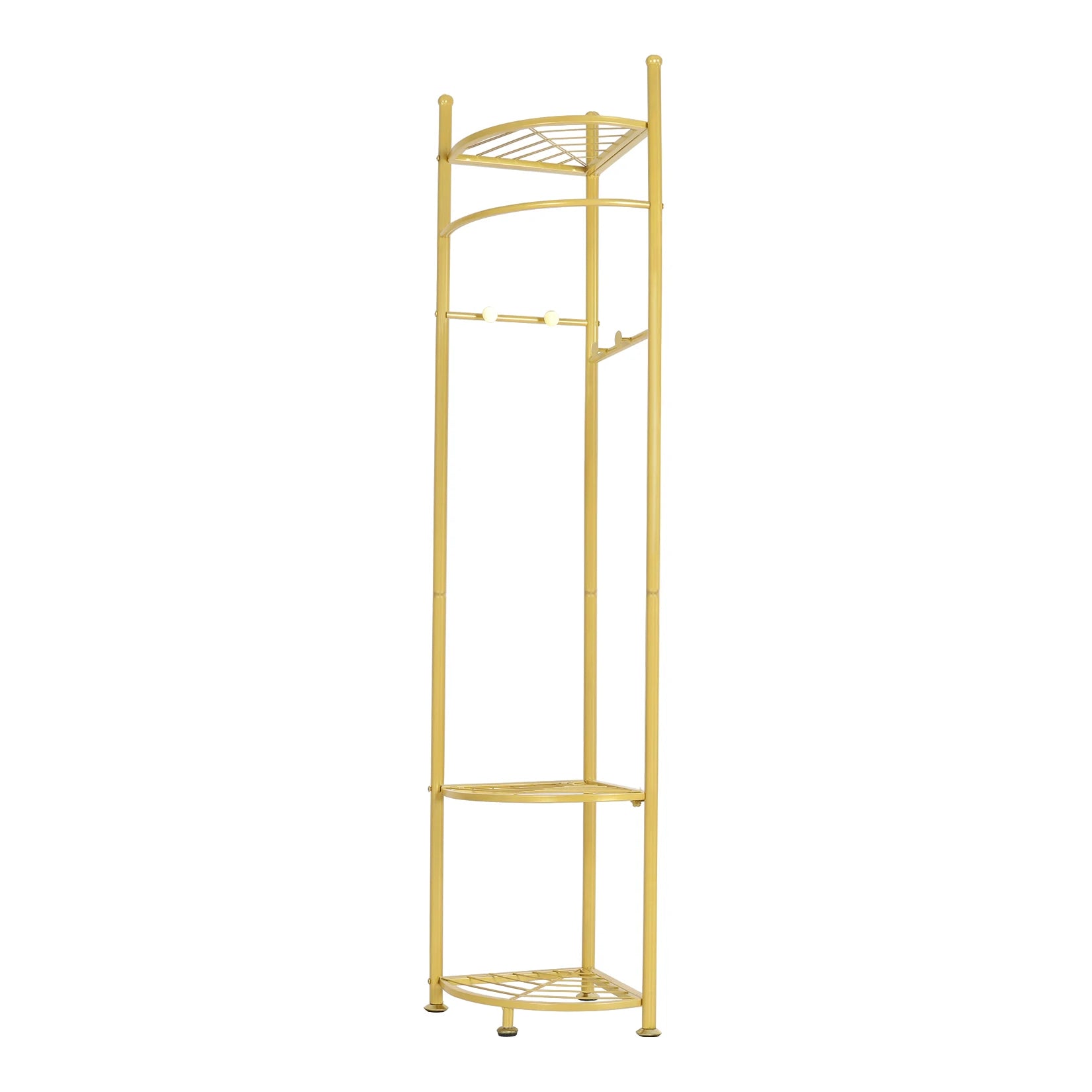 Freestanding Gold Coat Rack with Storage Shelves Heavy Duty Metal Hall Tree for Bedroom Entryway and Hallway