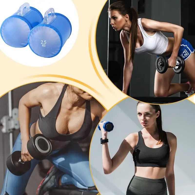 Water Bag Dumbbell Set Adjustable 5kg Portable Core Training Weights - Blue
