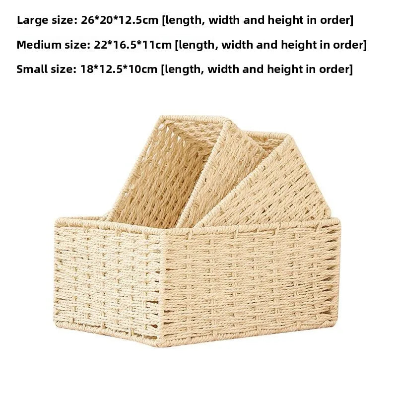 3 Piece Wicker Storage Basket Set Nesting Shelf Organizers for Bathroom Kitchen Closet Home Storage – Coffee
