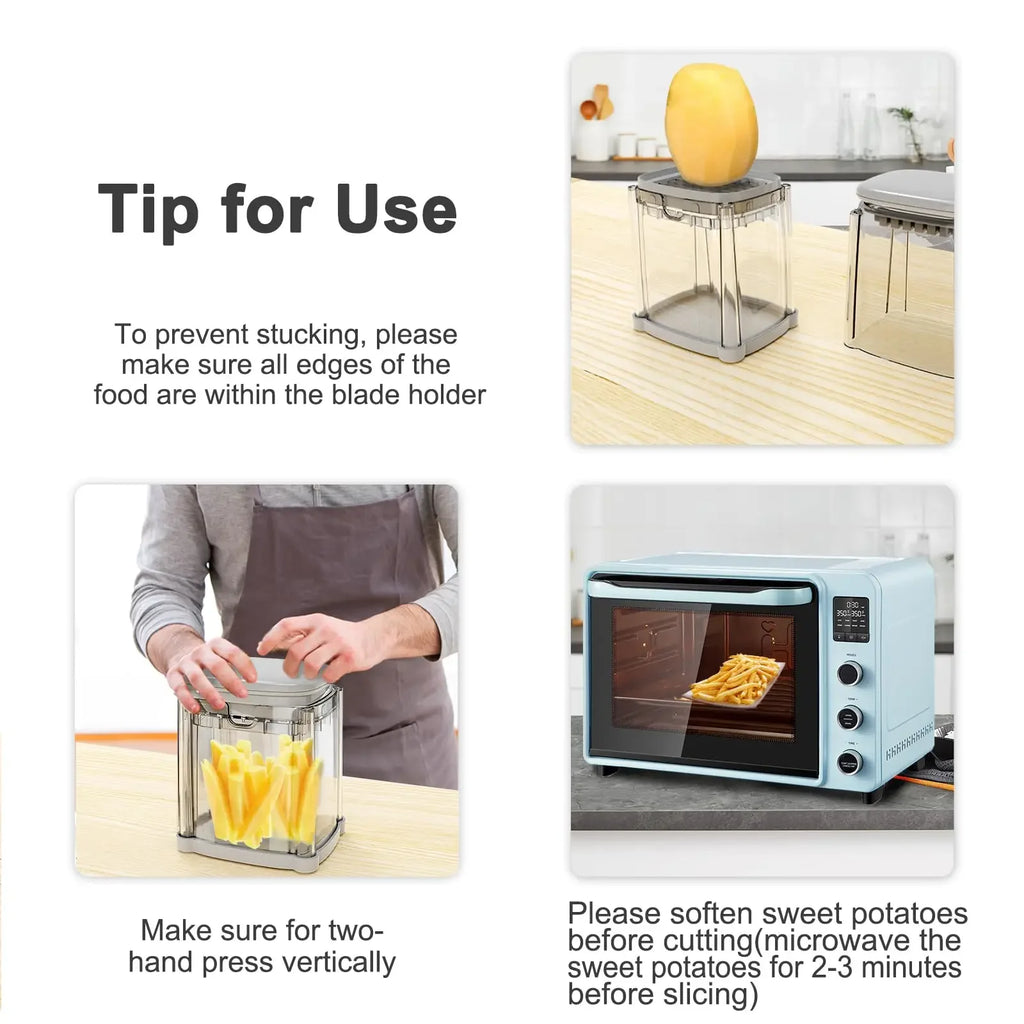 Food Chopper 4-in-1 Manual Vegetable Cutter Fruit Dicer with Storage Container – Grey