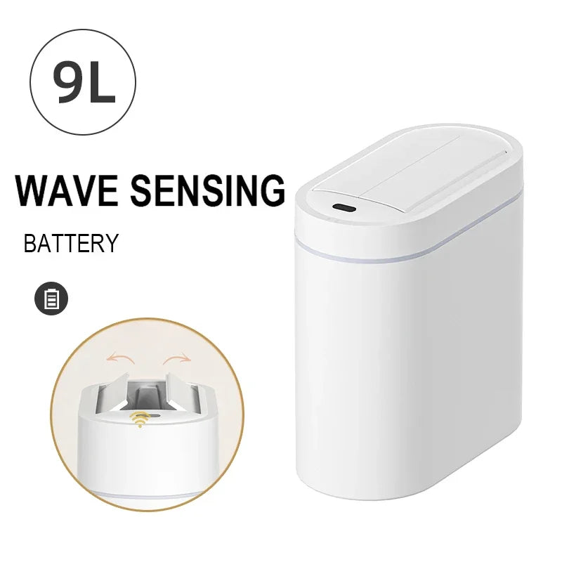 Sensor Trash Can Wall Mount Slim Design Automatic Lid Narrow Waste Bin 9L