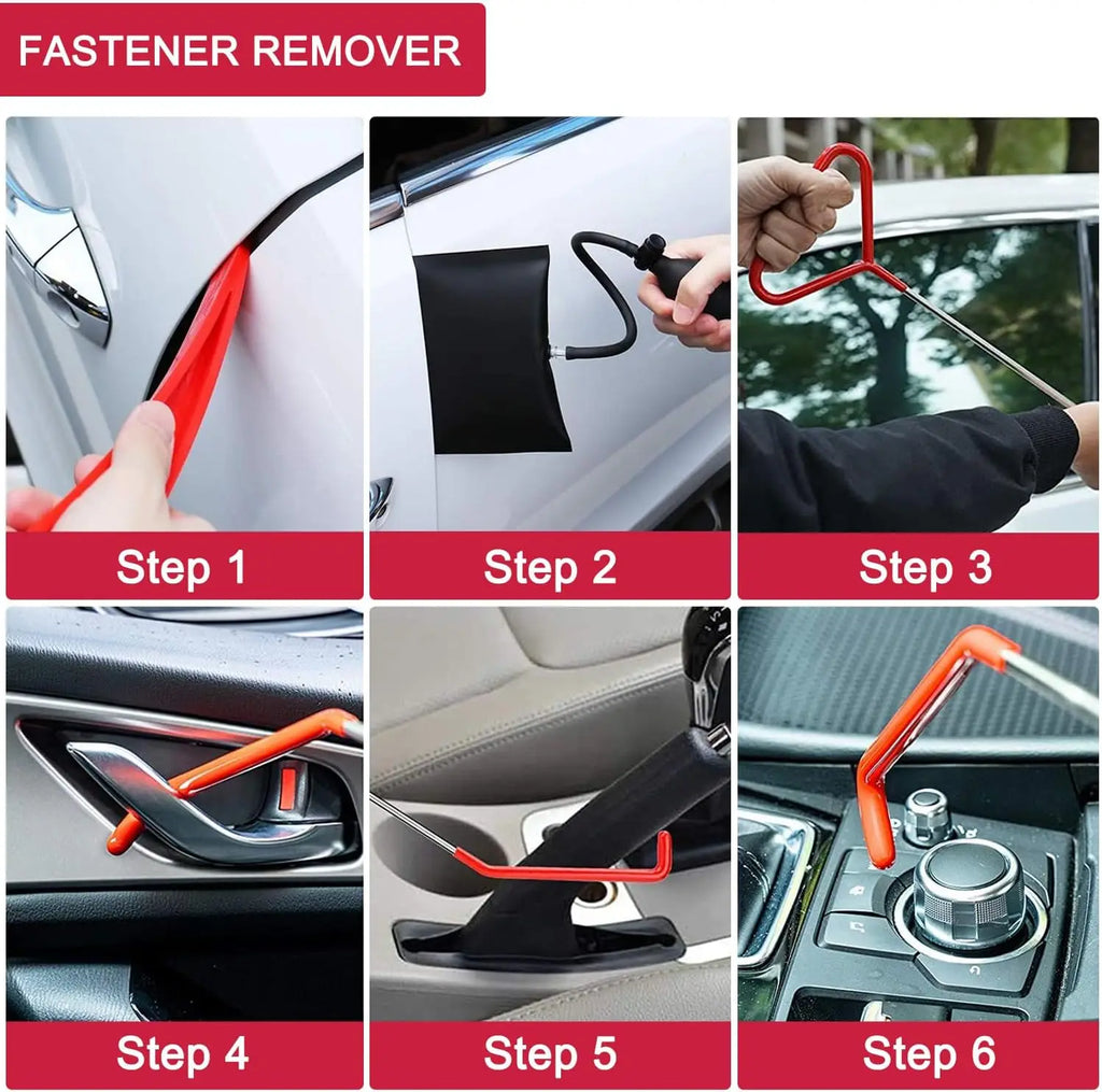 Car Door Tool Kit 18PCS Long Reach Inflatable Air Wedge Panel Removal Set with Carry Bag