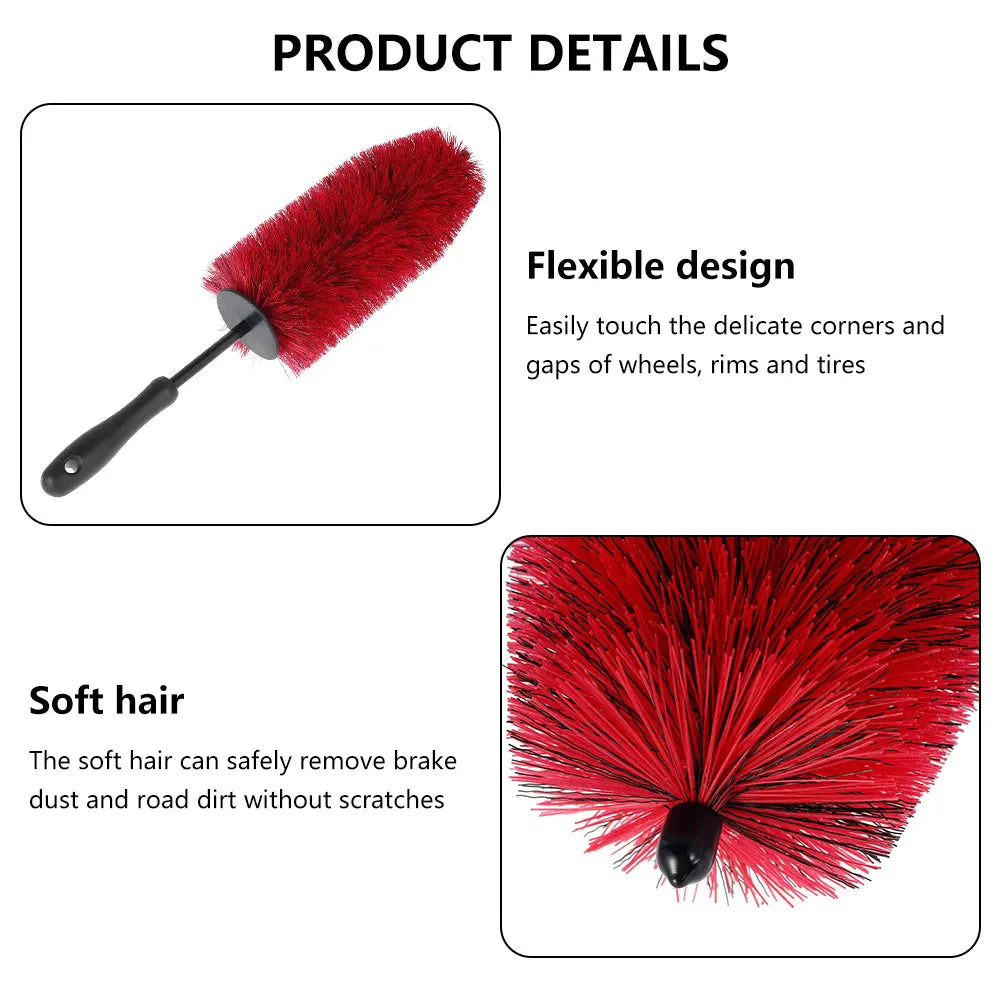 Wheel Cleaning Brush 45cm Soft Bristle Rim and Tyre Scrub Tool for Vehicle Detailing