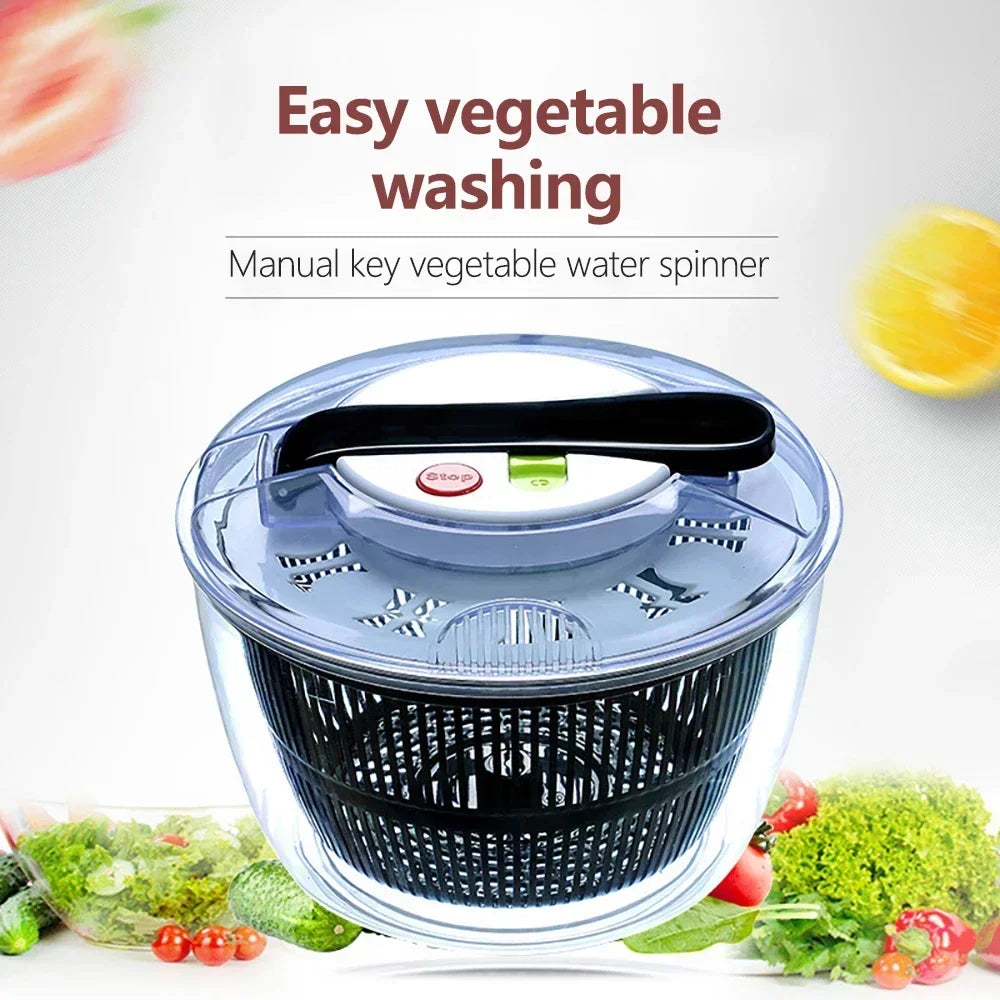 Salad Spinner 24cm Vegetable Washer Dryer Manual Lettuce Spinner Bowl - Black