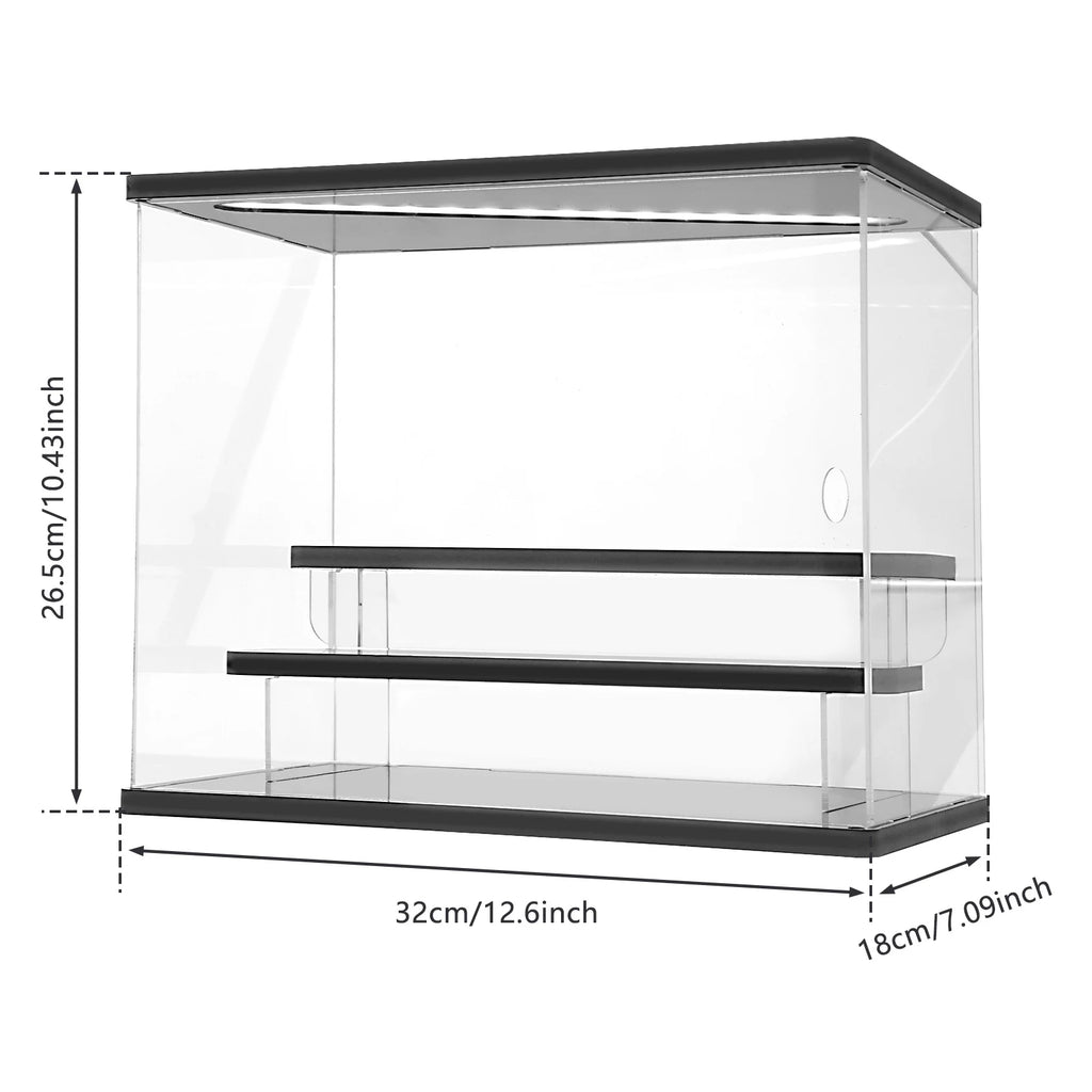Display Case Portable LED Acrylic Organizer Box 3 Layer Stackable Dust Proof