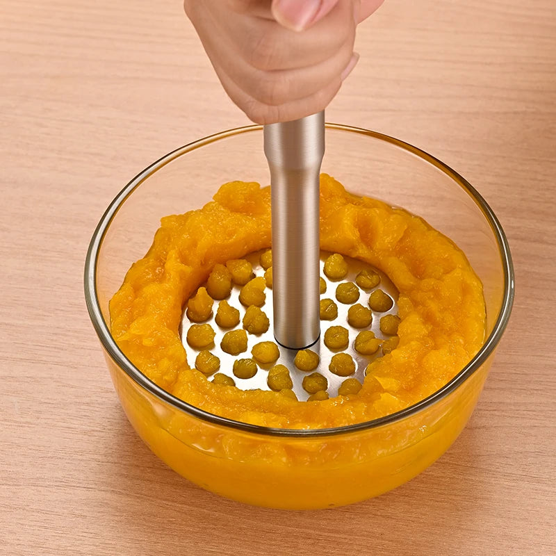 304 Stainless Steel Potato Masher Heavy Duty Vegetable and Fruit Masher Kitchen Food Crusher – Small