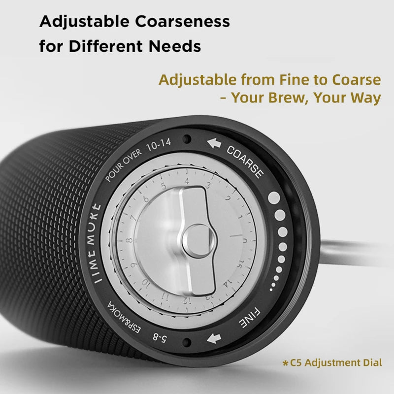 Manual Coffee Grinder Portable Hand Burr Grinder 42mm Stainless Steel Adjustable Settings - Black
