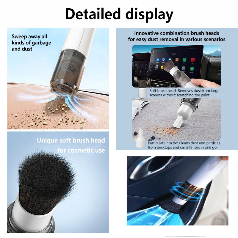 Vacuum Cleaner 1200Pa Cordless Handheld 3 in 1 Portable Dust Cleaner - White