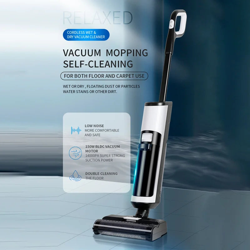 Wet Dry Vacuum Cleaner Cordless Floor Washer 14000Pa Self-Cleaning Vacuum Mop – White