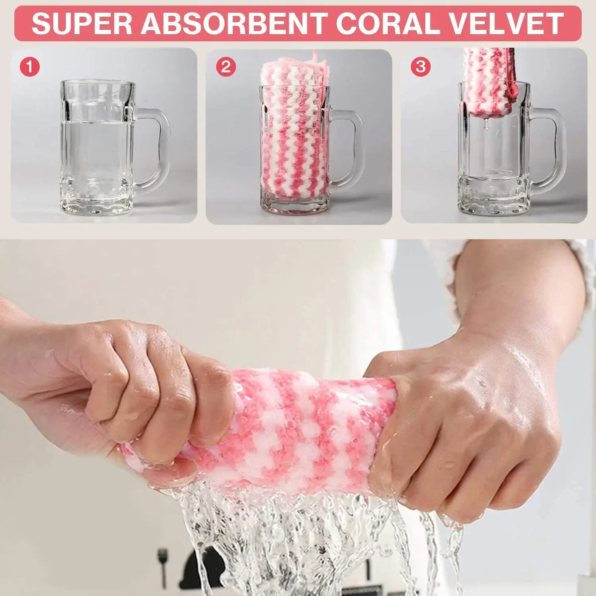 Microfiber Coral Fleece Cleaning Cloths 20x20cm Super Absorbent - Random Color 50 Pcs