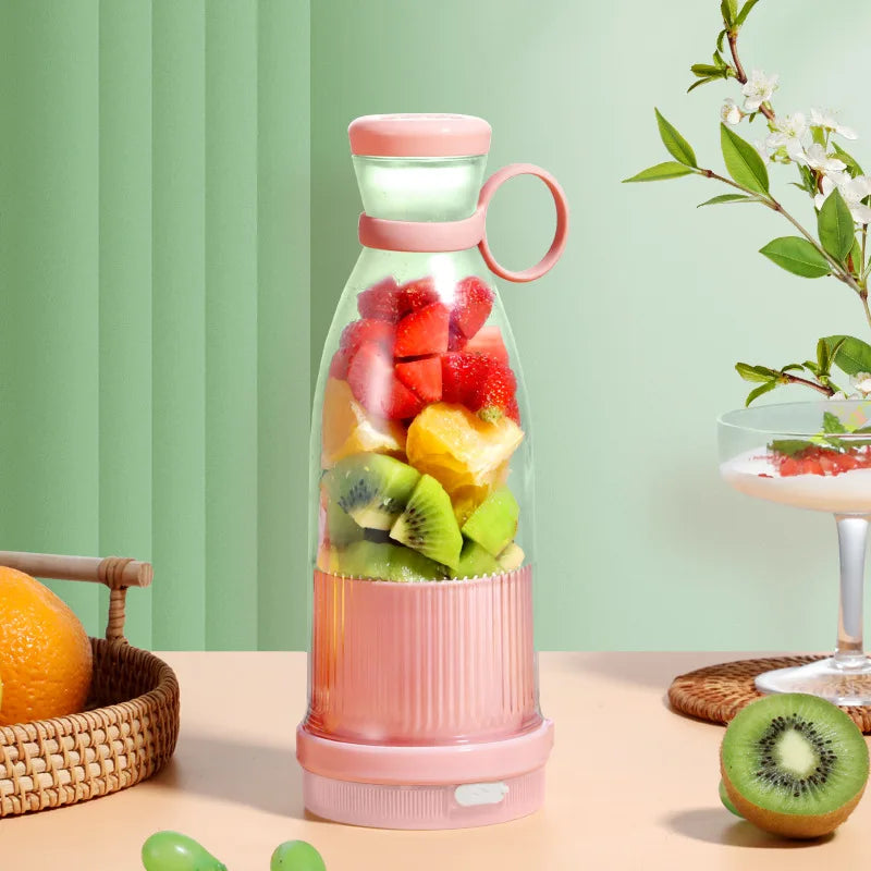 Juicer 380mL Portable Rechargeable USB Blender 60W Fresh Juice Mixer with 1400mAh Battery - Blue