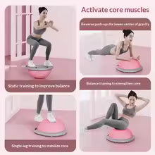 Half Ball Balance Trainer Anti Burst Non Slip Core Strength Exercise Trainer for Home Fitness - Pink