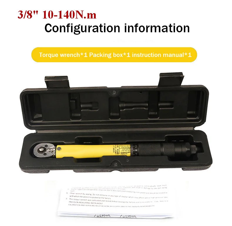 Torque Wrench Portable Heavy Duty 3/8 Inch Drive Adjustable Torque Tool 10-140N·m Professional Repair Tool