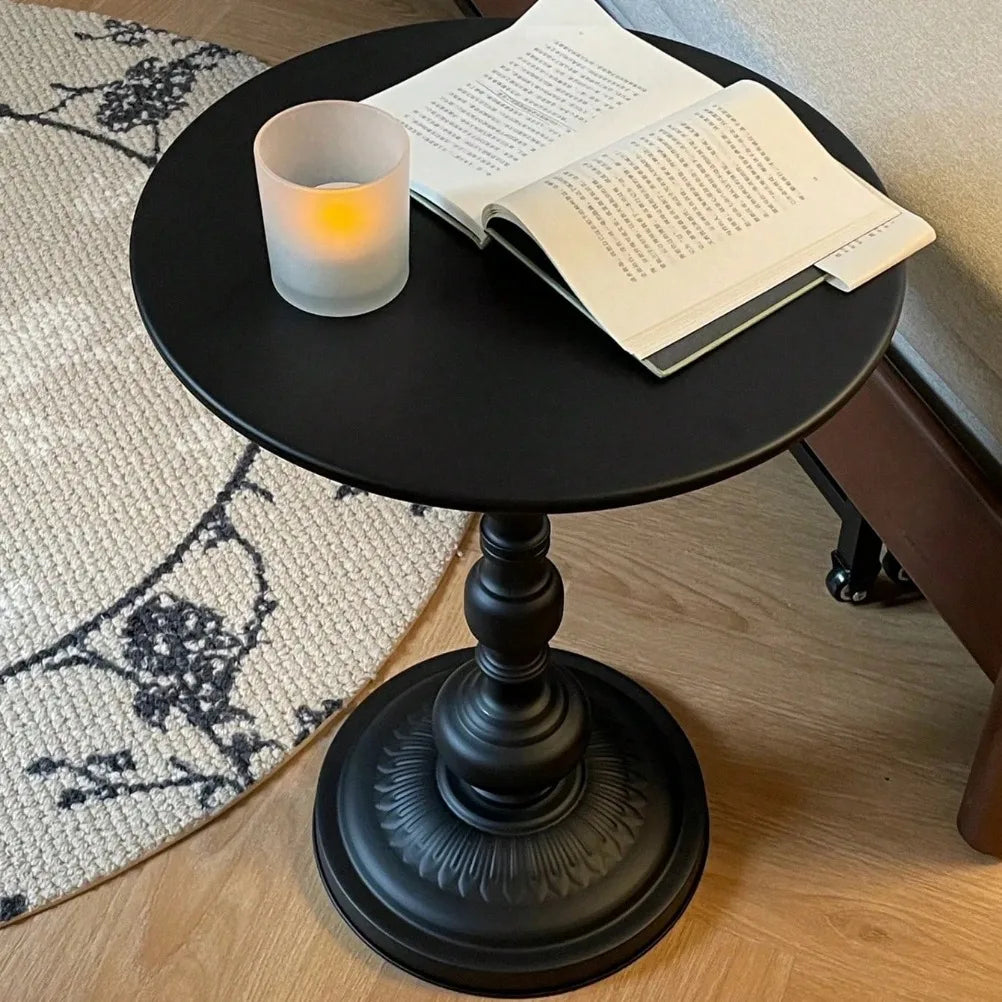 Round Metal Side Table 40cm Wide Vintage Pedestal Coffee Table For Living Room – Gold