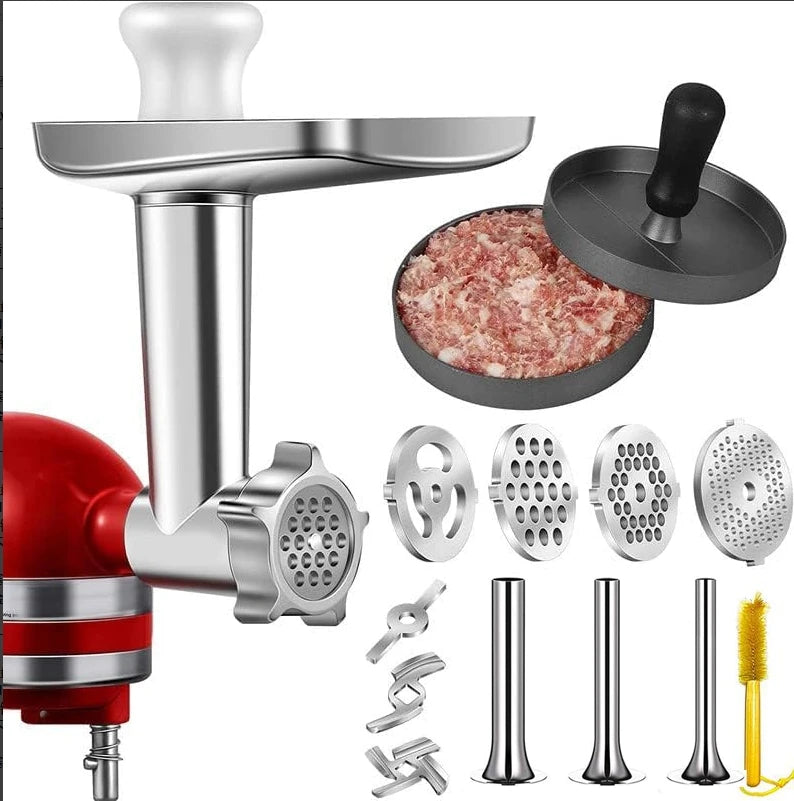 Metal Meat Grinder Attachment with Sausage Stuffer for Stand Mixer 2nd Gen 7-Piece Set