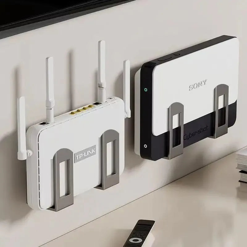 Router Wall Mount Bracket 2 Pack Metal WiFi Modem and Set-Top Box Holder - Grey