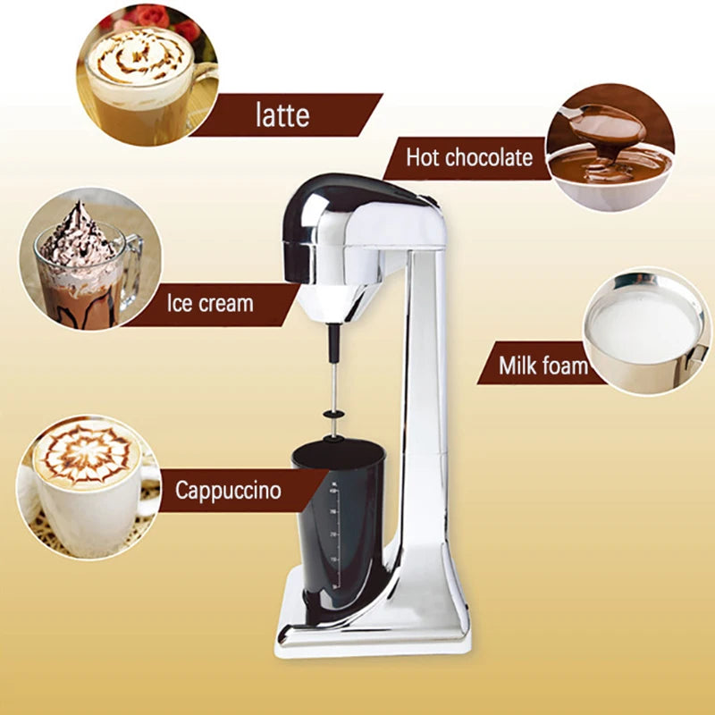 Electric Milk Frother 1400RPM Standing Hot and Cold Coffee Foamer 220–240V – Silver