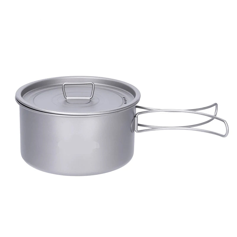 Titanium Camping Pot 2.4L Lightweight Outdoor Cooking Pot with Foldable Handles