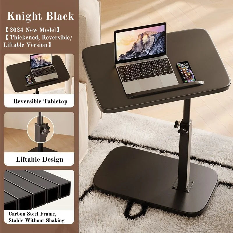 Foldable Laptop Desk – Adjustable Height C-Shape Side Table - Black