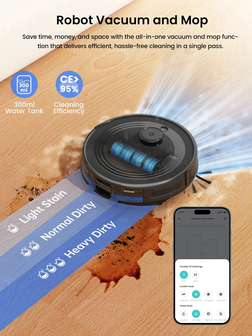 Robot Vacuum Cleaner 6000Pa LiDAR Navigation Self-Emptying Vacuum Mop with 2.7L Dust Station WiFi App Control Alexa